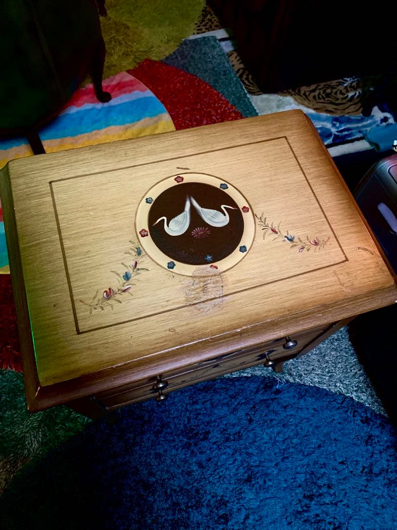 アンティーク　キャビネット　トールペイント　チェスト