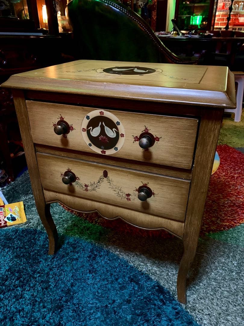 アンティーク　キャビネット　トールペイント　チェスト