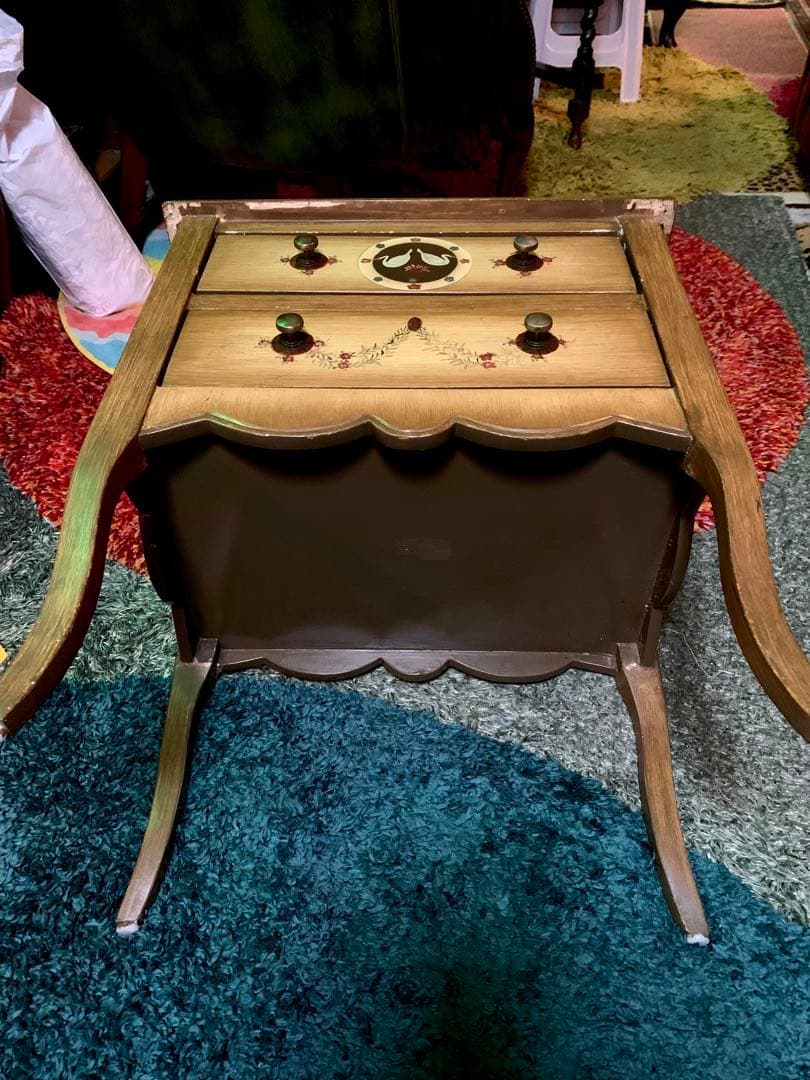 アンティーク　キャビネット　トールペイント　チェスト