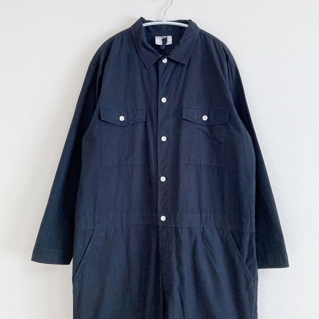 yarmo　コットン100％　オールインワン　つなぎ　黒　L　ヤーモ