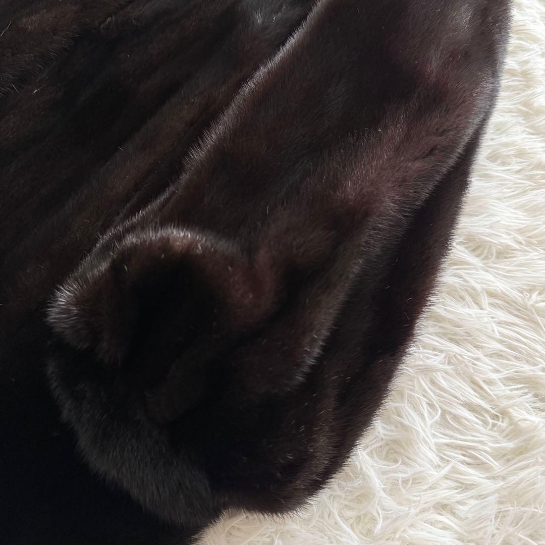 【ピエールバルマン】ミンクファーコート　毛皮 リアルファー　ダークブラウン