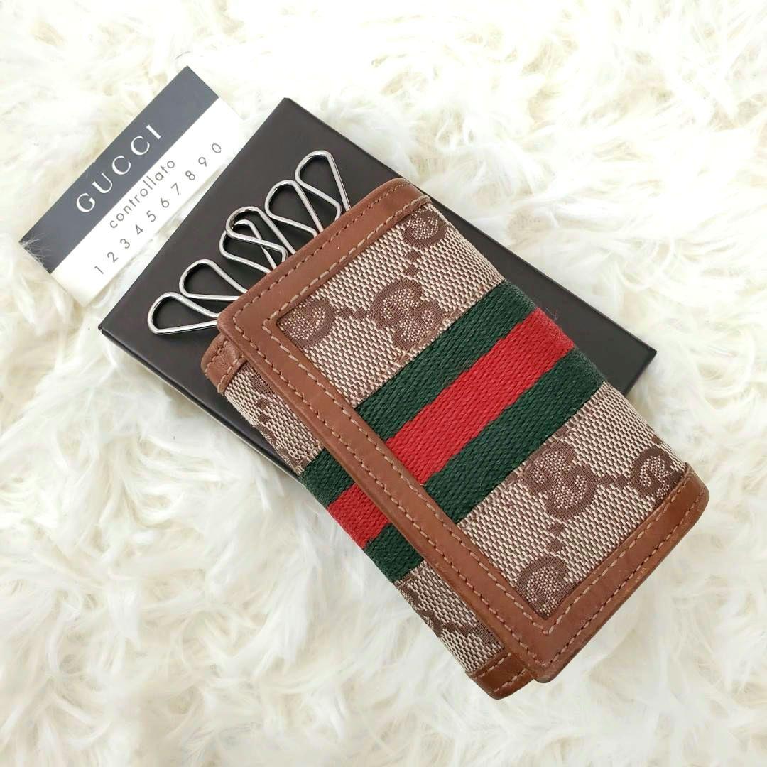 美品 希少モデル グッチ キーケース GG キャンバス シェリー 付属品有 レア