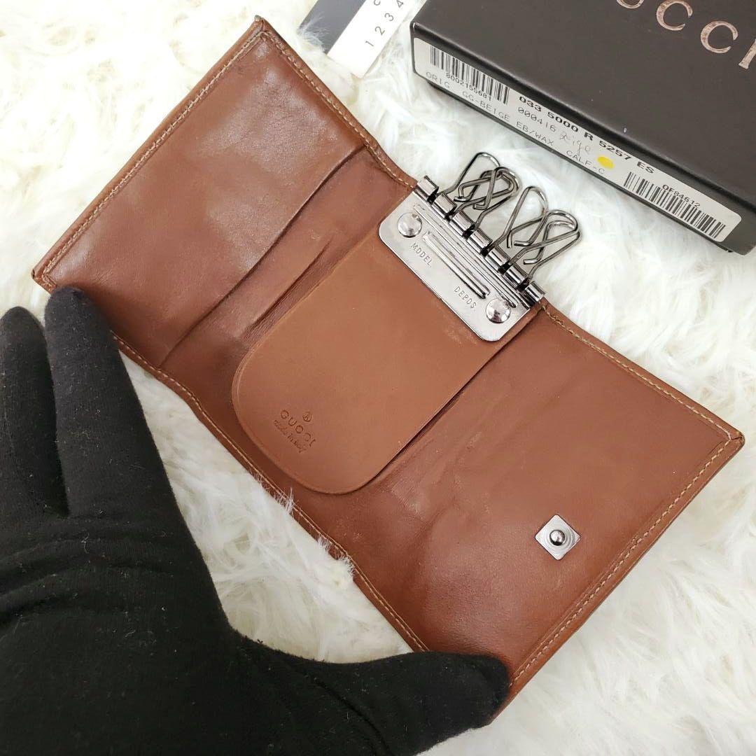 美品 希少モデル グッチ キーケース GG キャンバス シェリー 付属品有 レア