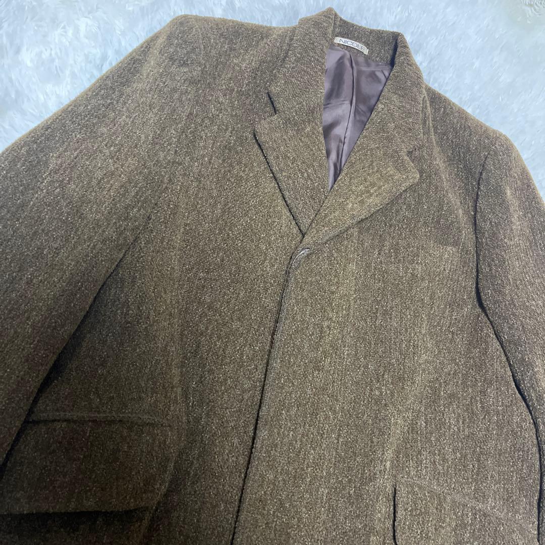 【極美品】90s ニコル セレクション ヘリンボーンロングコート ブラウン