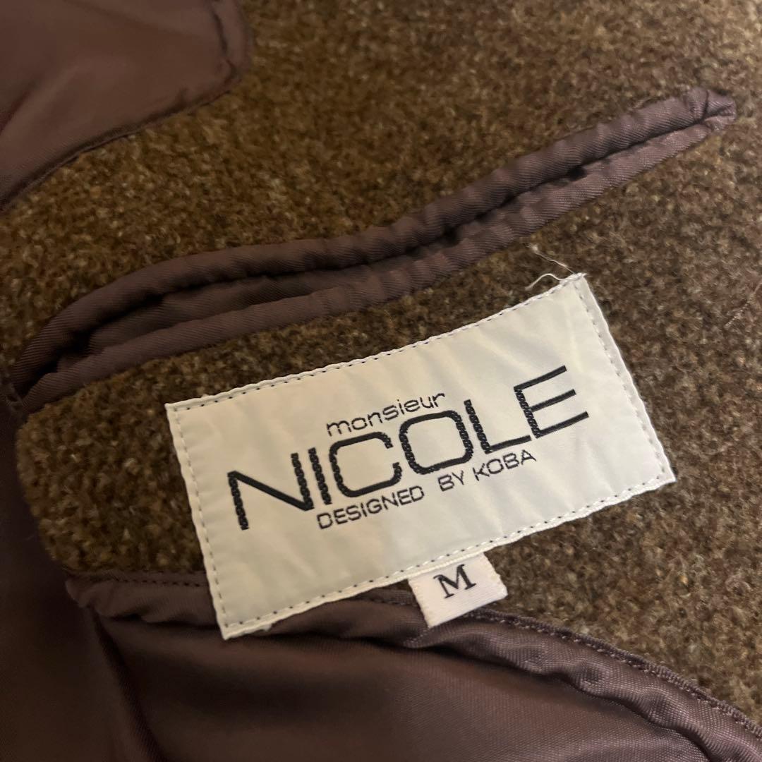 【極美品】90s ニコル セレクション ヘリンボーンロングコート ブラウン