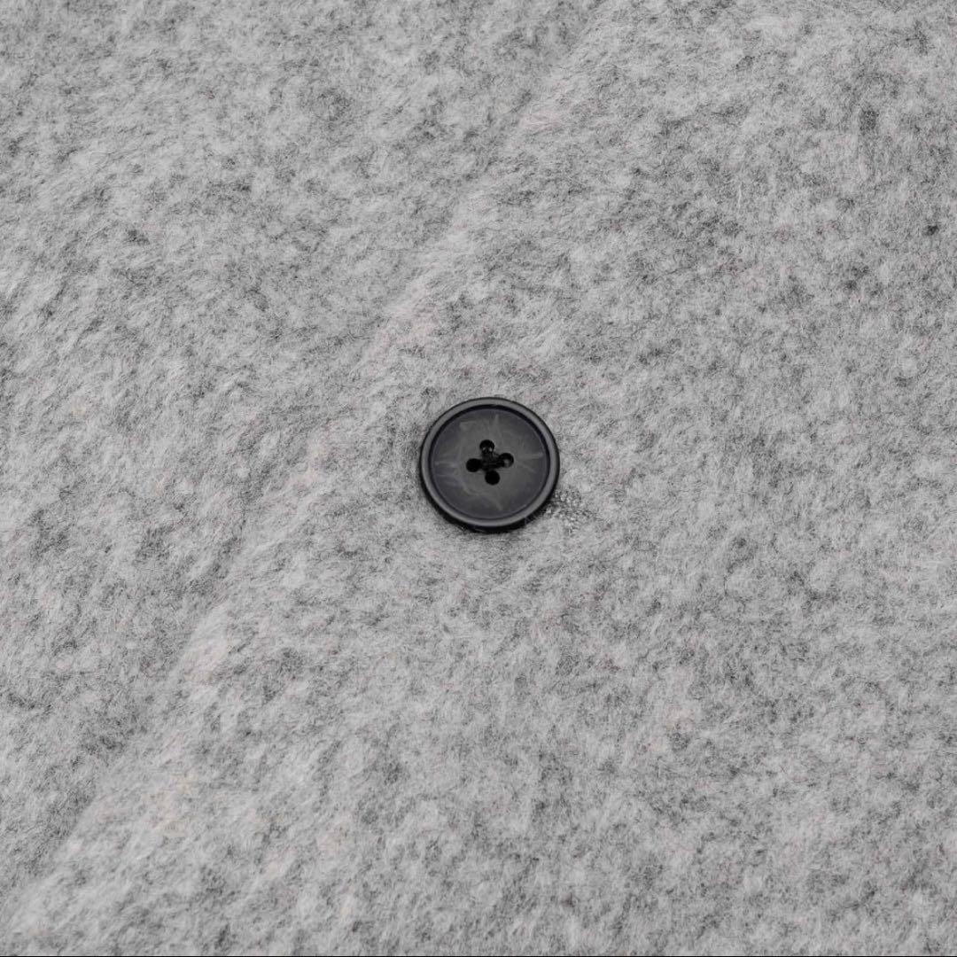 fekete ノーカラーウールシャギージャケット グレー