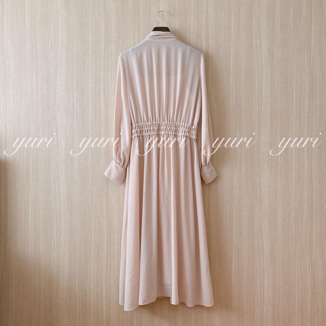 【1319】アナイ　シアードビーボウタイワンピース　ピンクベージュ　36