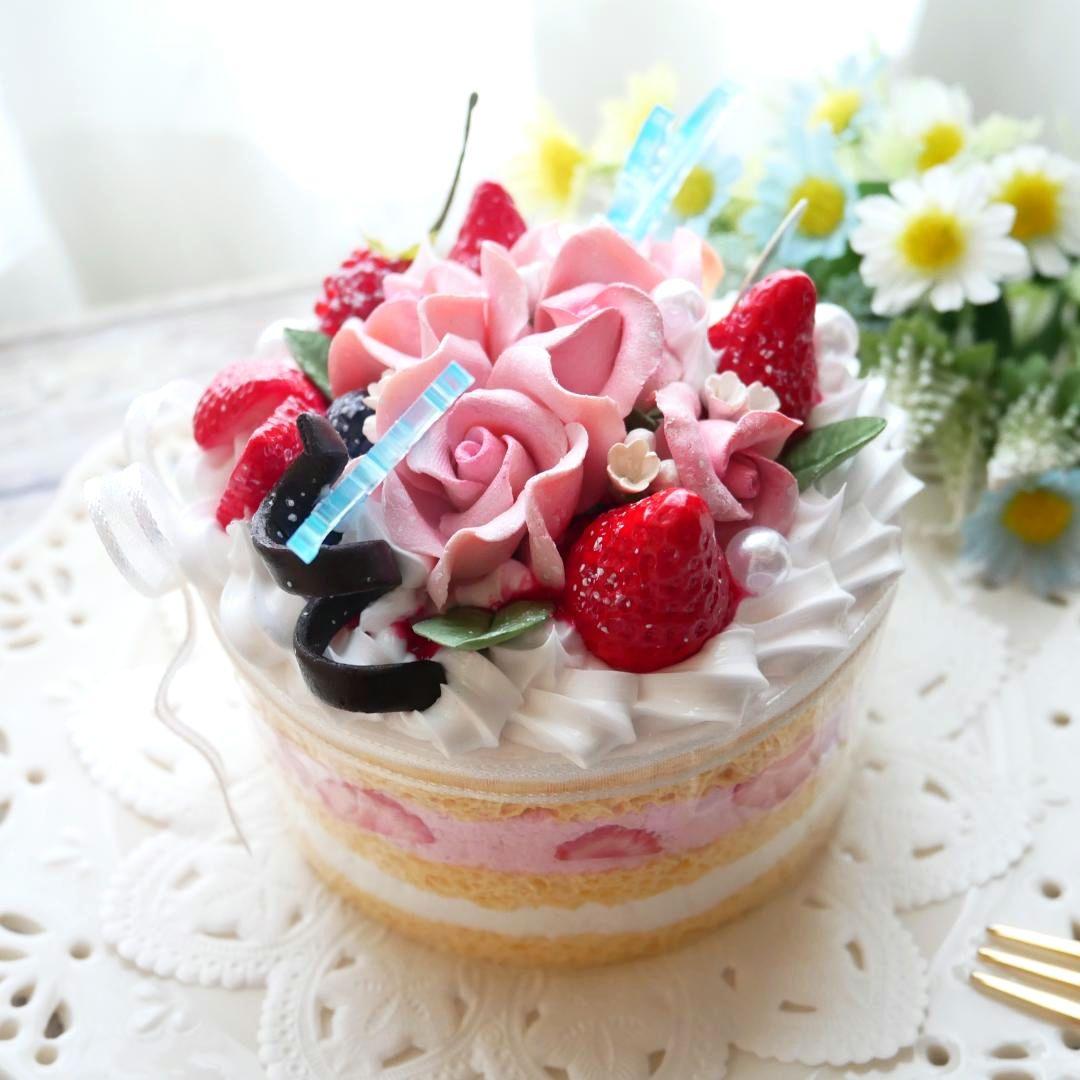 【ひび様】フェイクスイーツ◆五輪の華やかピンクローズ♡ホールケーキ◆リアルサイズ