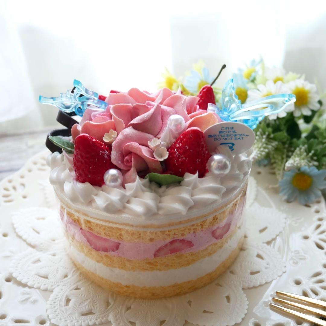 【ひび様】フェイクスイーツ◆五輪の華やかピンクローズ♡ホールケーキ◆リアルサイズ