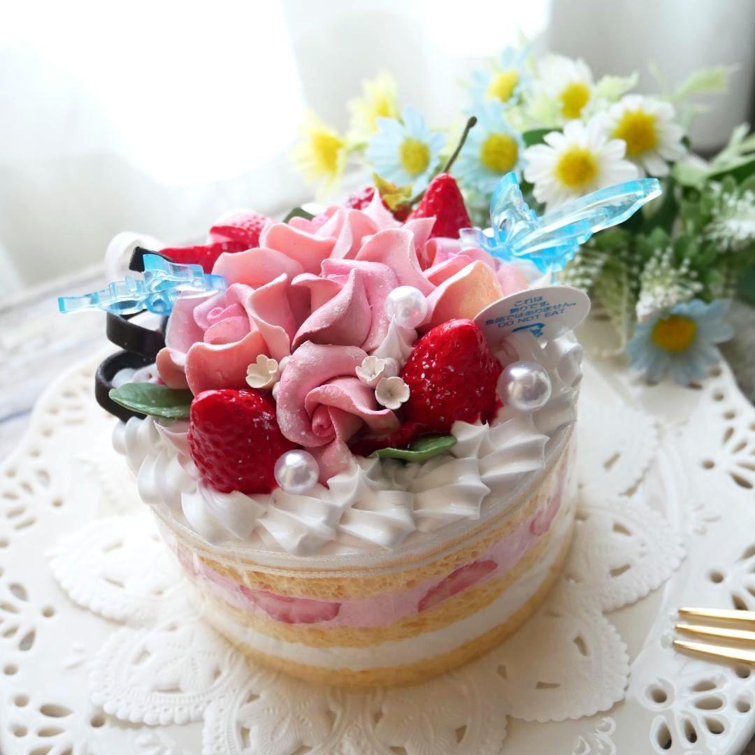 【ひび様】フェイクスイーツ◆五輪の華やかピンクローズ♡ホールケーキ◆リアルサイズ