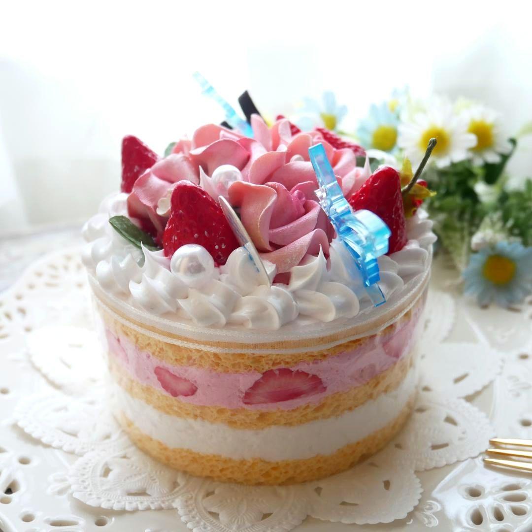 【ひび様】フェイクスイーツ◆五輪の華やかピンクローズ♡ホールケーキ◆リアルサイズ