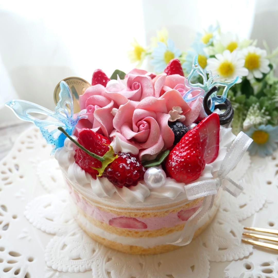 【ひび様】フェイクスイーツ◆五輪の華やかピンクローズ♡ホールケーキ◆リアルサイズ