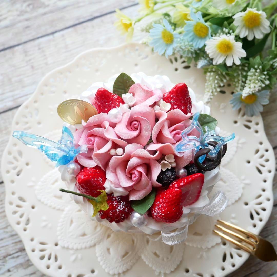 【ひび様】フェイクスイーツ◆五輪の華やかピンクローズ♡ホールケーキ◆リアルサイズ