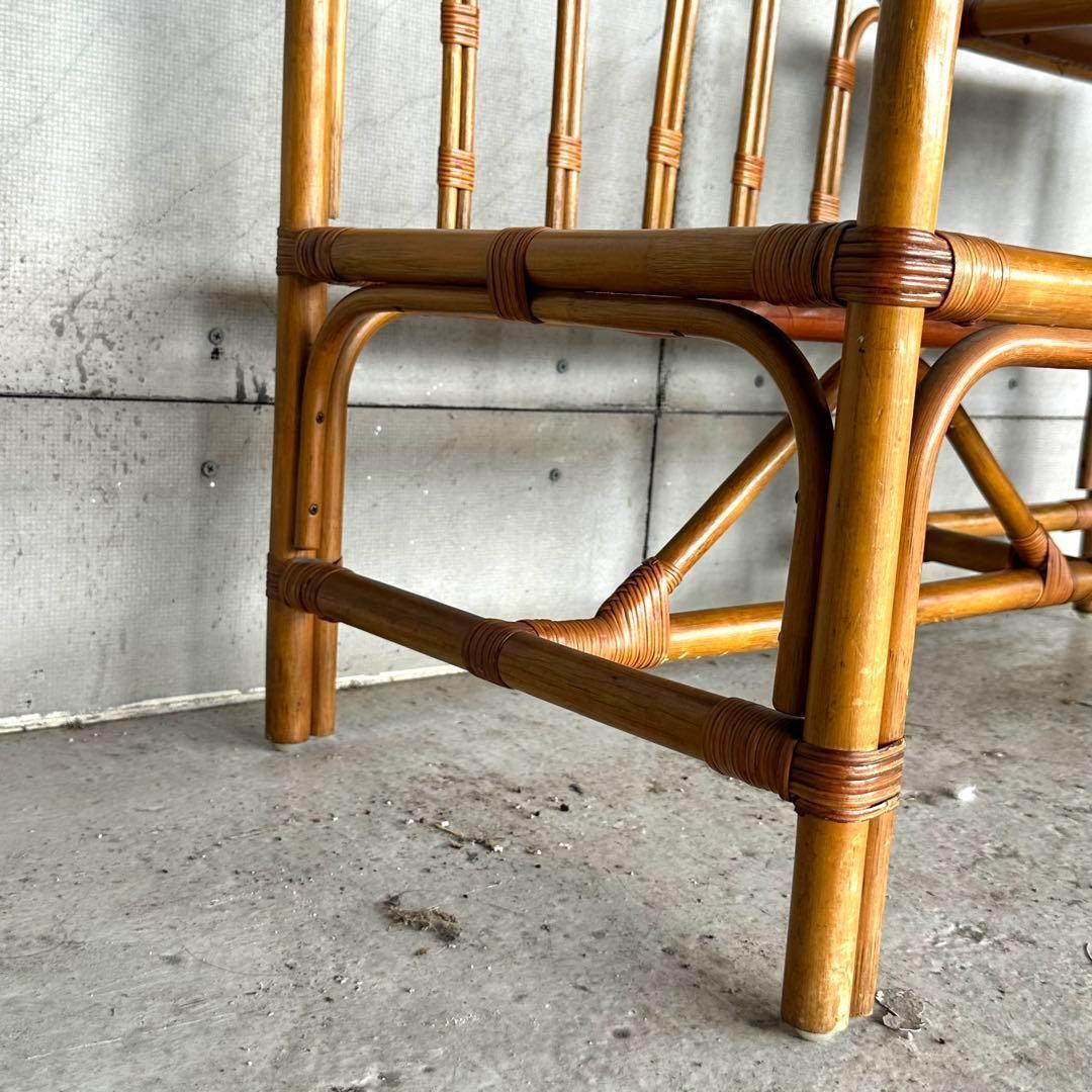 ✿ナチュラルラタンの風合い✿収納付き1人掛けベンチ♪