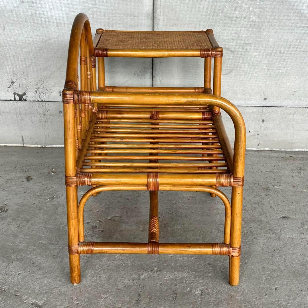 ✿ナチュラルラタンの風合い✿収納付き1人掛けベンチ♪