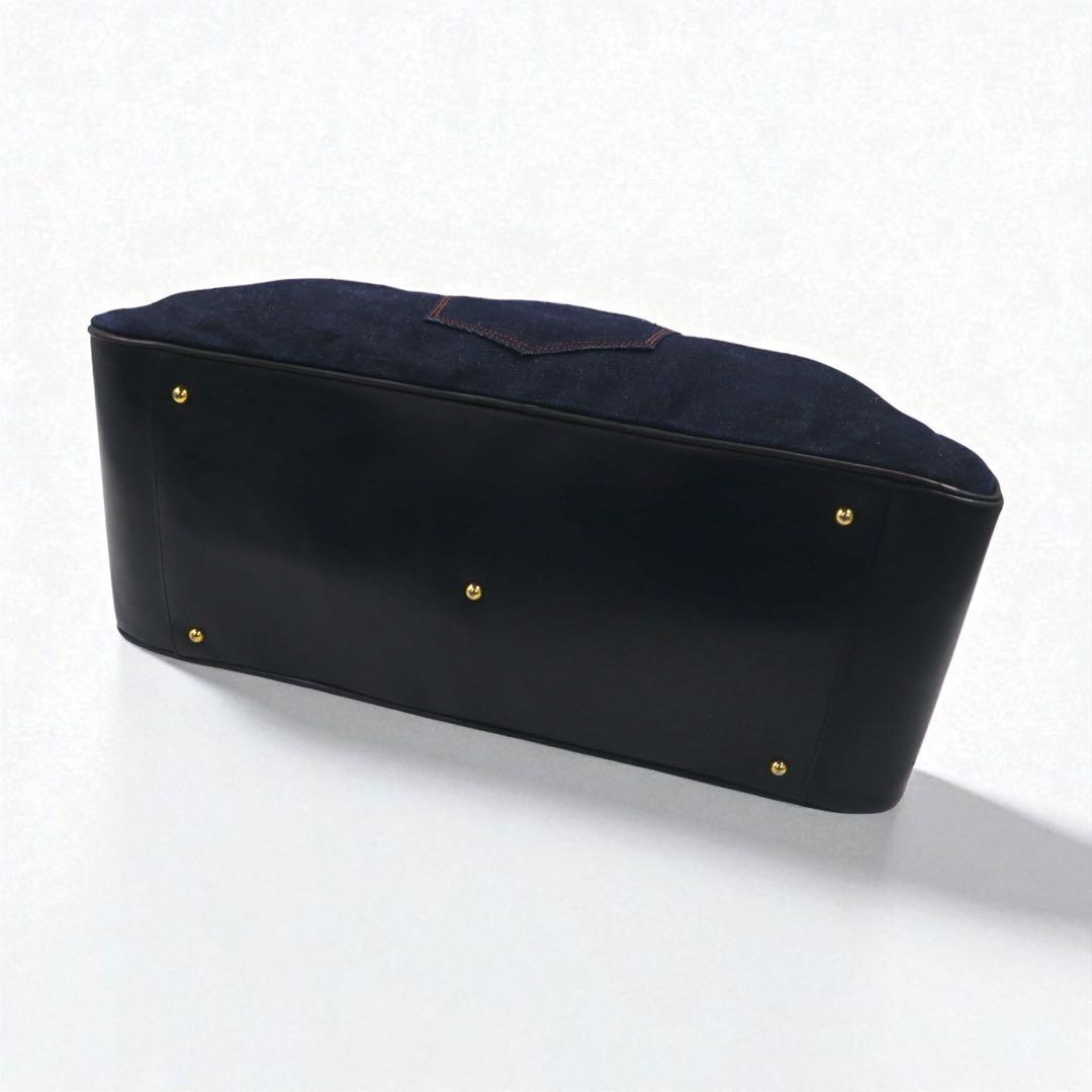 EVISU レザーハンドル デニム ボストンバッグ ハンドバッグ インディゴ