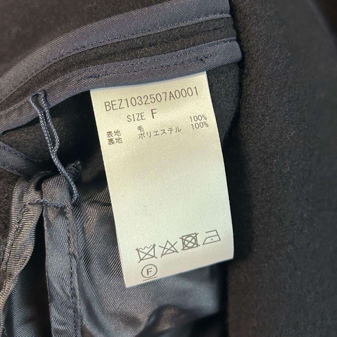 極美品 BEARDSLEY ウールポンチョコート ネイビー