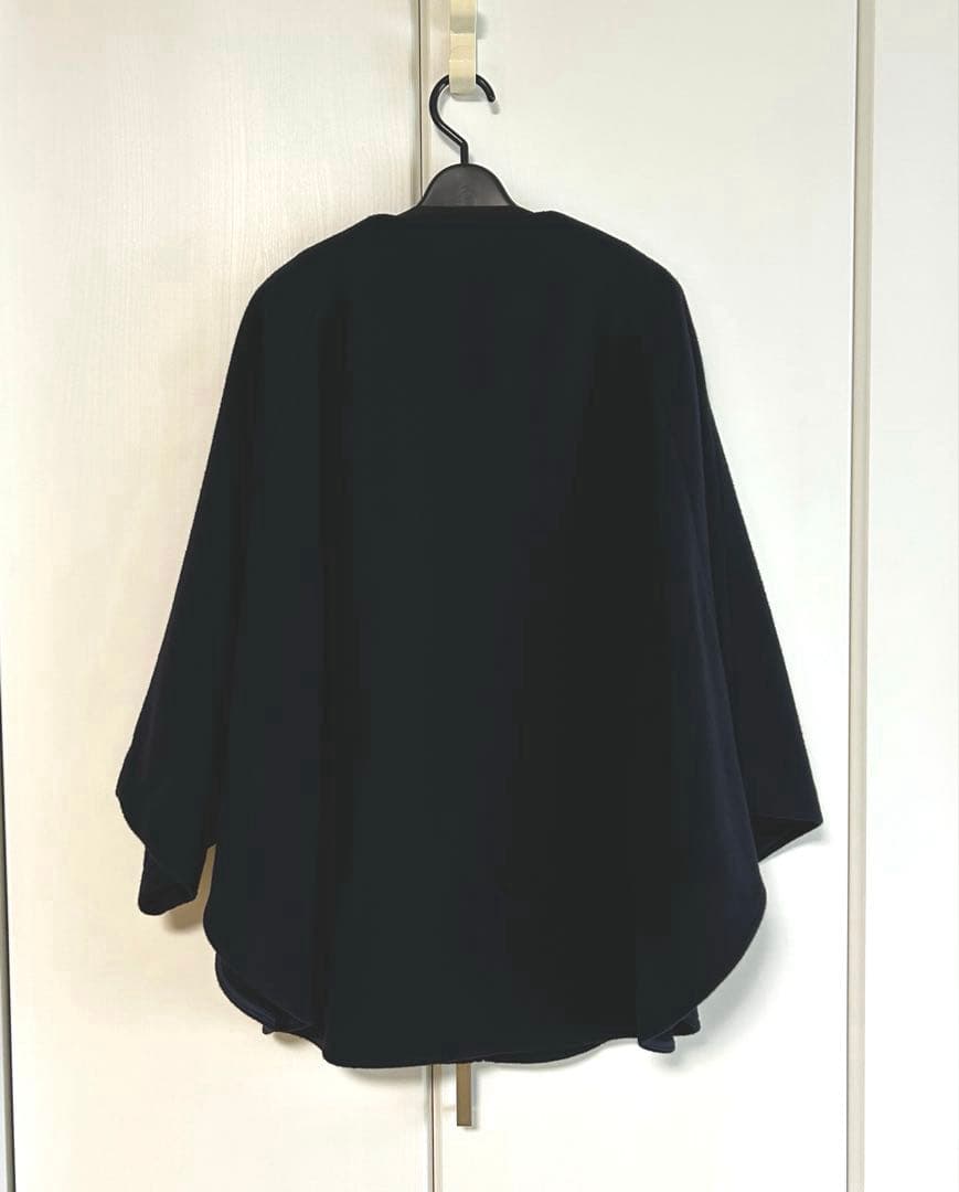 極美品 BEARDSLEY ウールポンチョコート ネイビー
