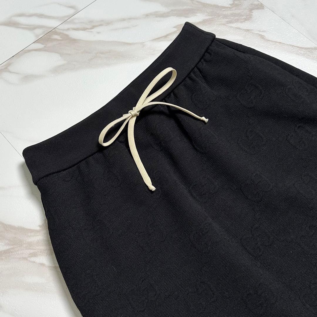 22ssꕥグッチジャージー ジャガード エンボス GG柄 スカート S ブラック