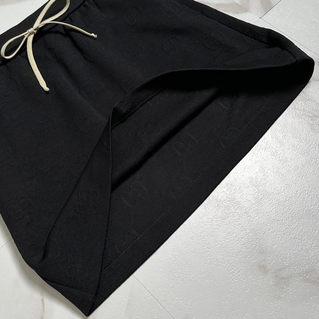 22ssꕥグッチジャージー ジャガード エンボス GG柄 スカート S ブラック