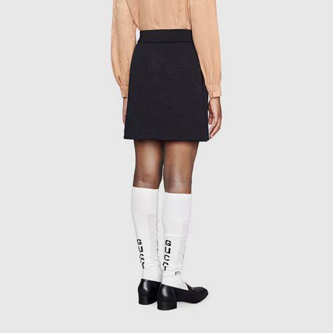 22ssꕥグッチジャージー ジャガード エンボス GG柄 スカート S ブラック
