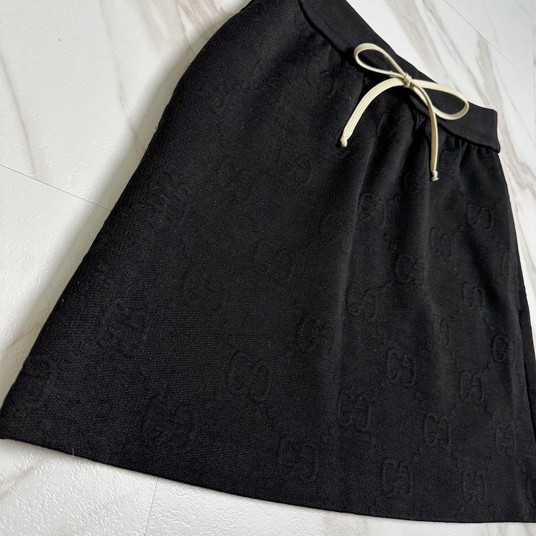 22ssꕥグッチジャージー ジャガード エンボス GG柄 スカート S ブラック