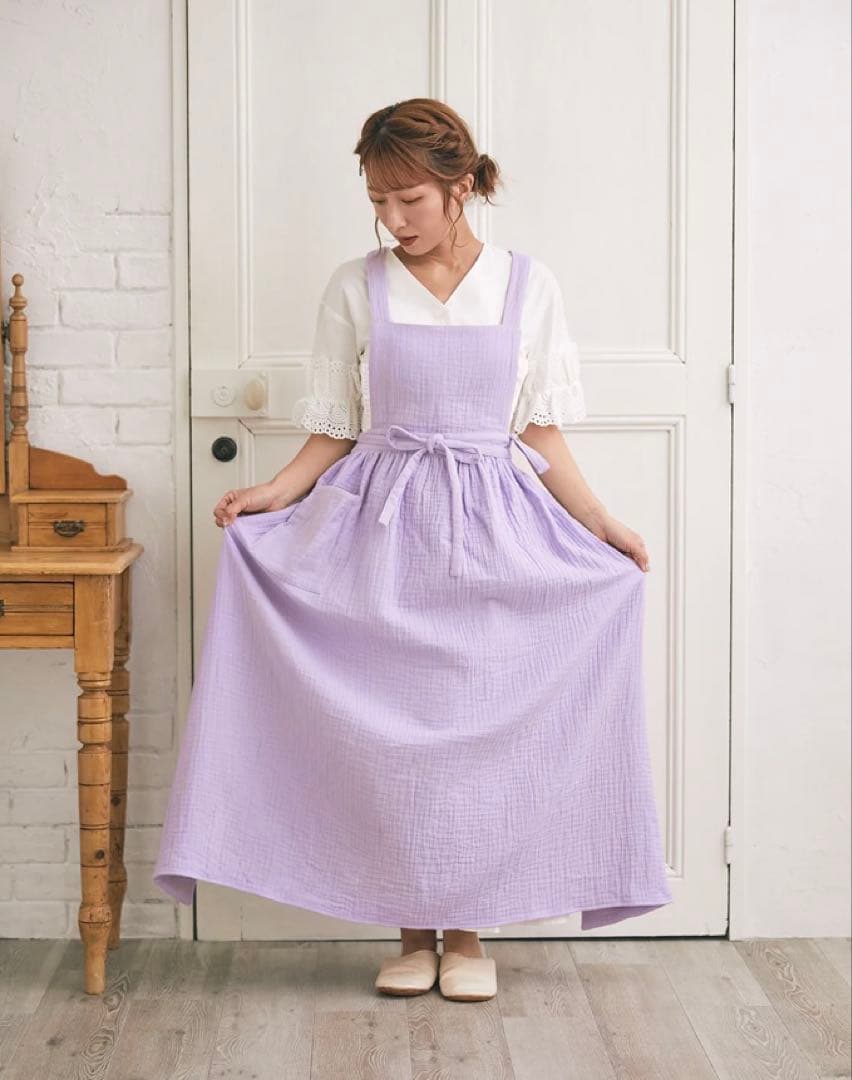 chunさま専用 辻希美 プロデュース コットンガーゼエプロン パープル