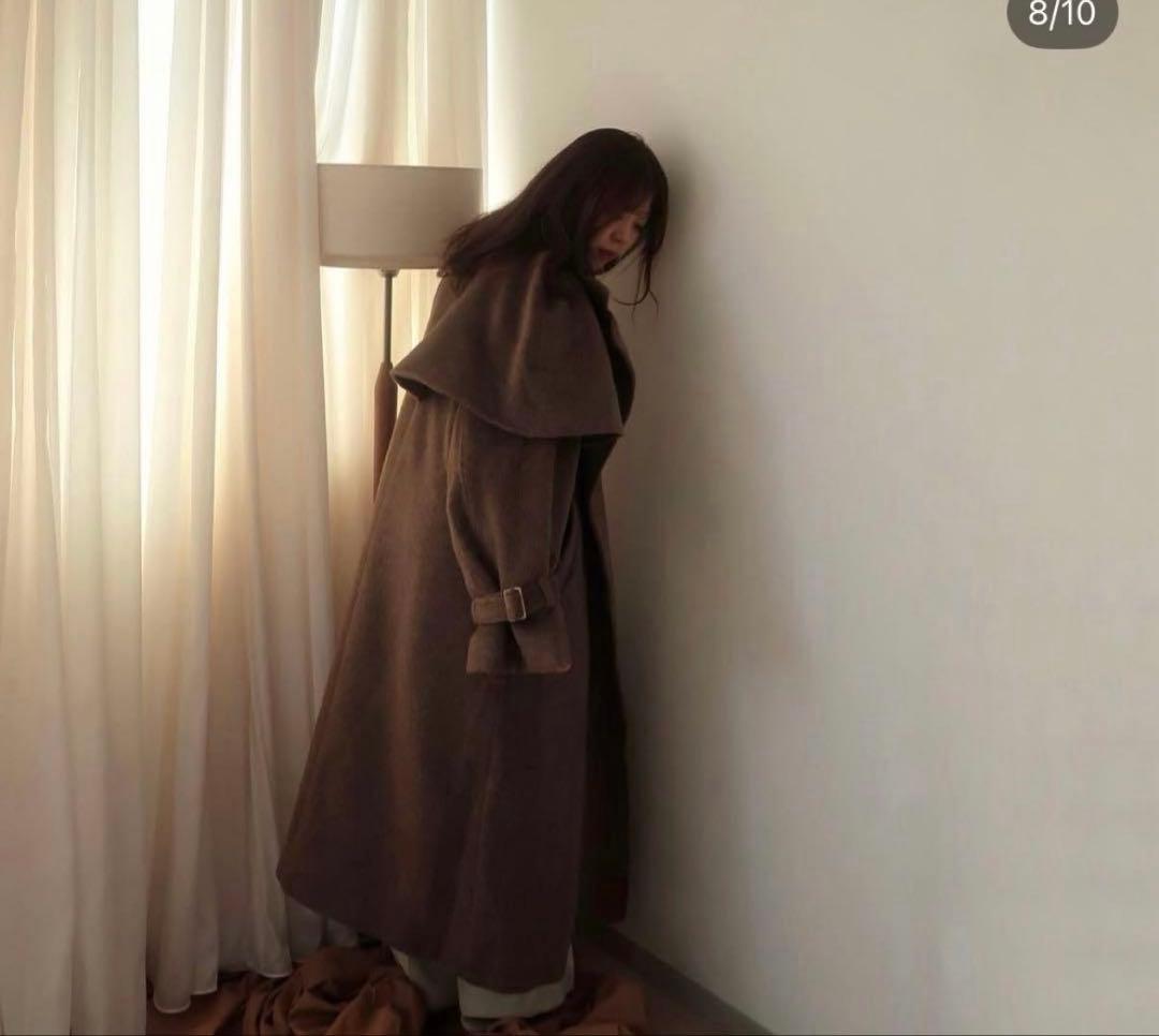 mideal 販売終了ブラウン シャギースタンダードコート ベルト付