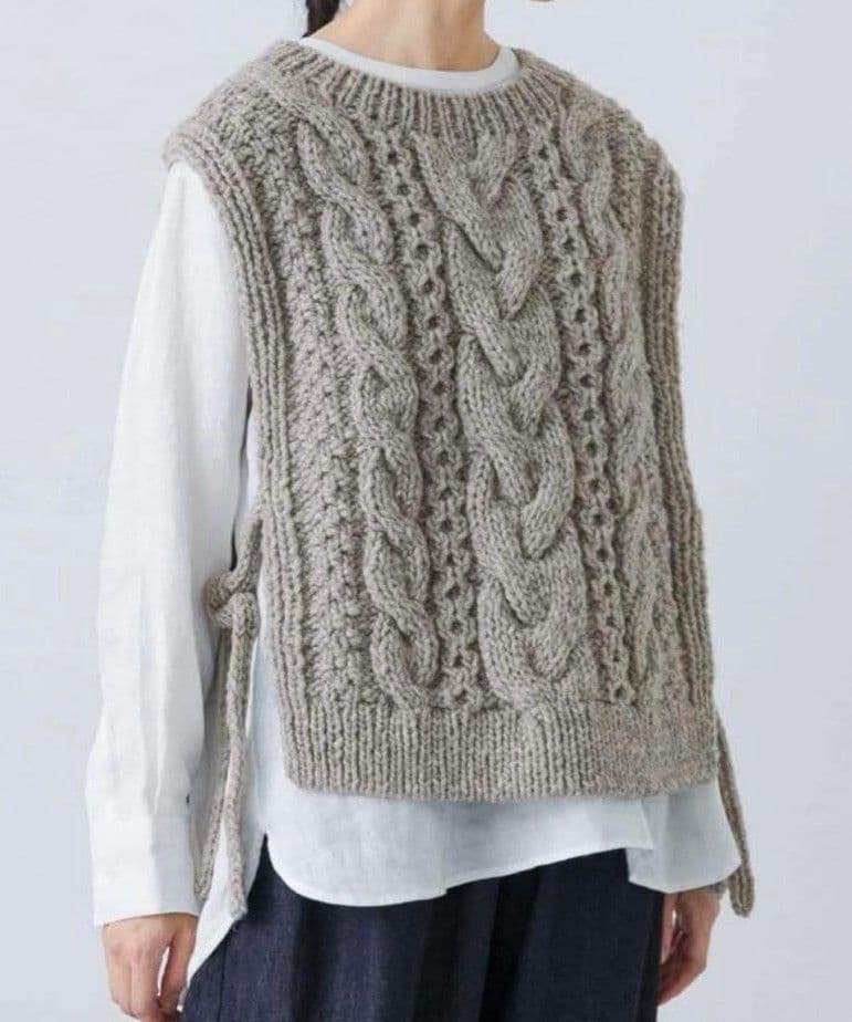 かぐれ　ペルーアランニットベスト　グレー