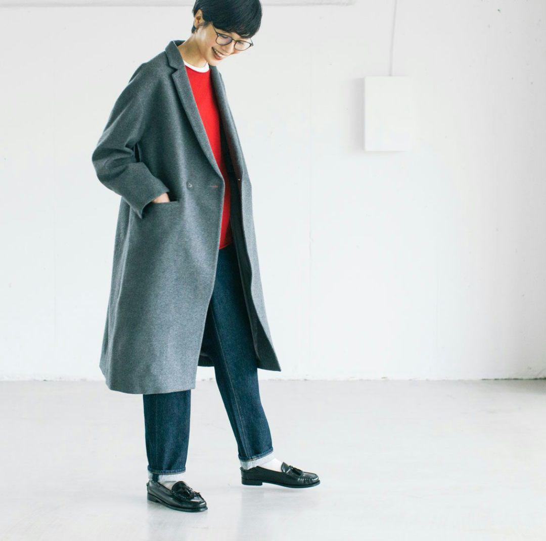 ★美品★北欧暮らしの道具店 3WAYアレンジ襟のかろやかチェスターコート グレー