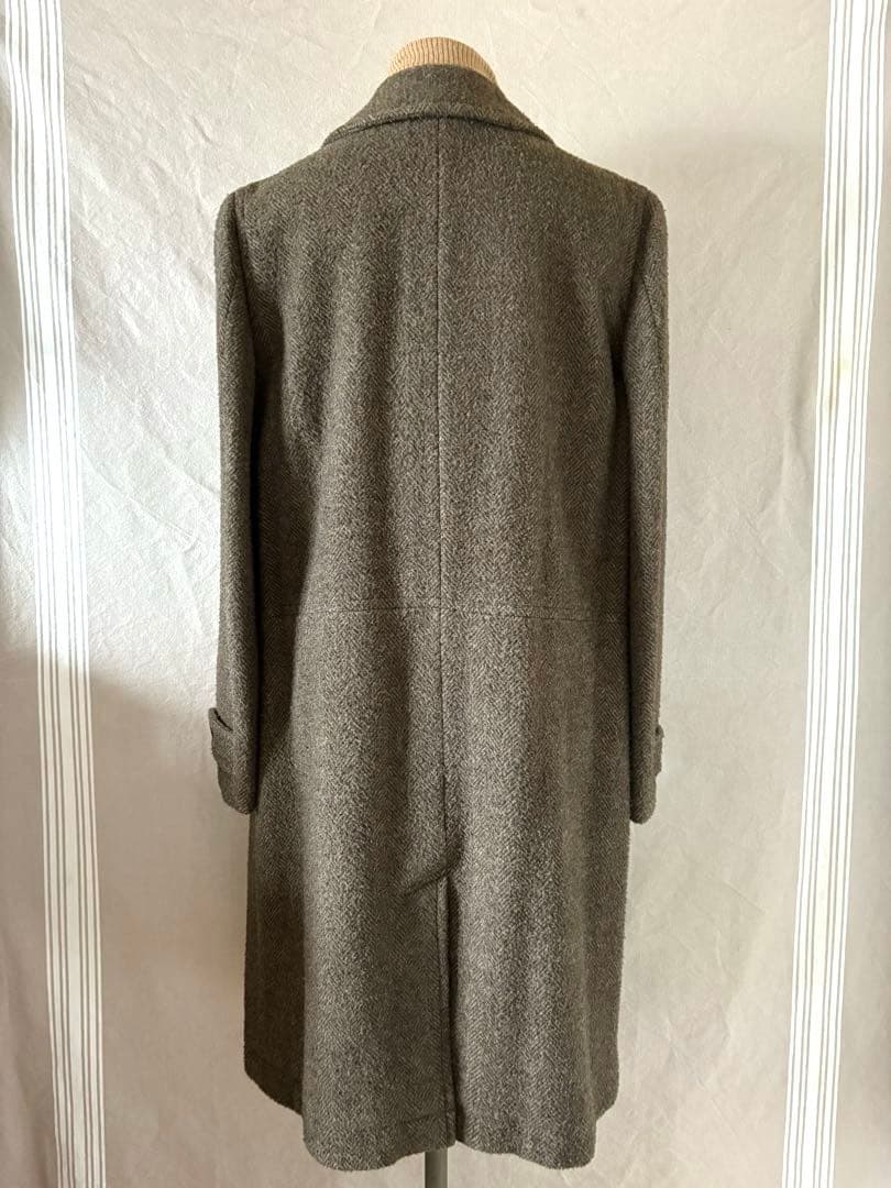 【美品】MARIA VERGINEステンカラーコート★ネップ入りヘリンボーン