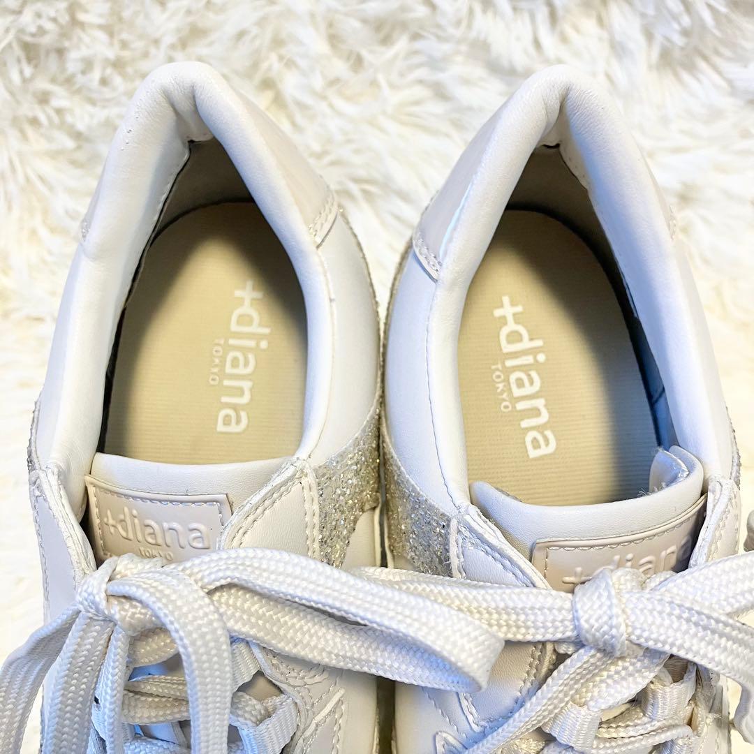 【ほぼ未使用】プラスダイアナ 美脚ヒールアップスニーカー グリッター 25