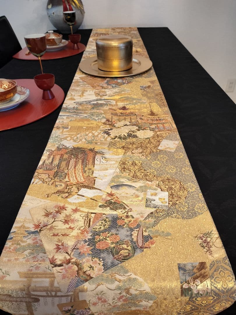 ルブの森★A739高級‼️ひな祭り‼️袋帯テーブルランナー2m15cm