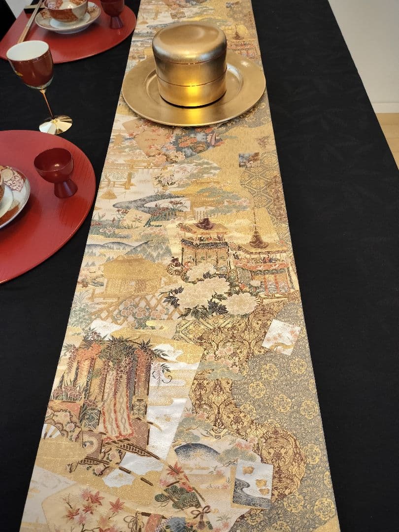 ルブの森★A739高級‼️ひな祭り‼️袋帯テーブルランナー2m15cm