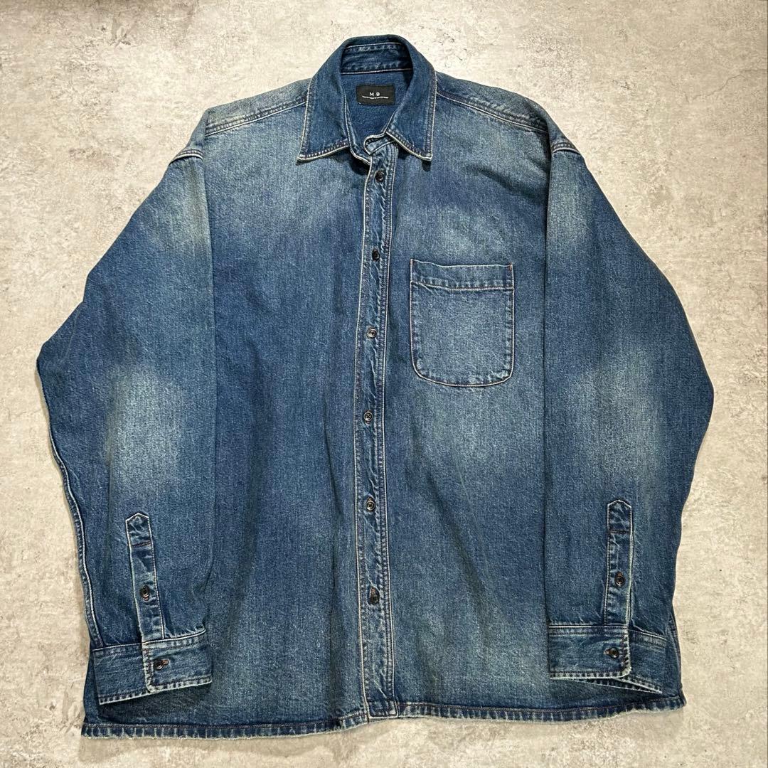MB ハイエンド デニムシャツ L インディゴ オーバーサイズ ヴィンテージ加工