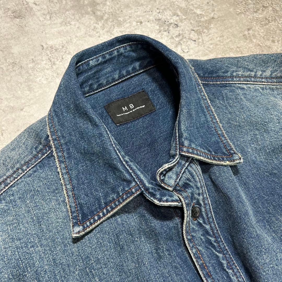 MB ハイエンド デニムシャツ L インディゴ オーバーサイズ ヴィンテージ加工