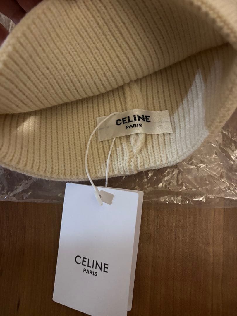 CELINE アイボリー ニット帽