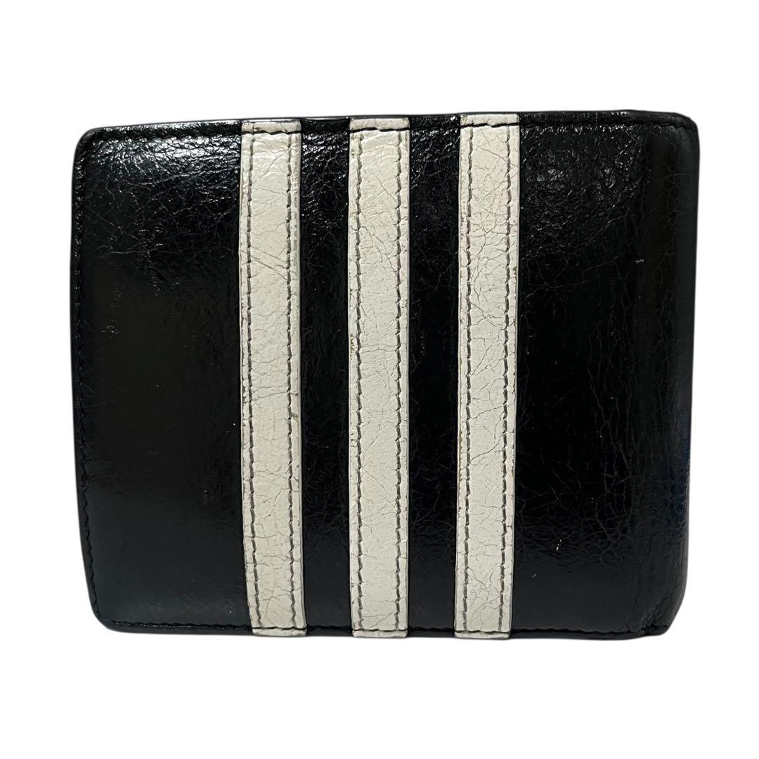 希少✨バレンシアガ アディダス コラボ 二つ折り財布 ロゴ レザー ブラック