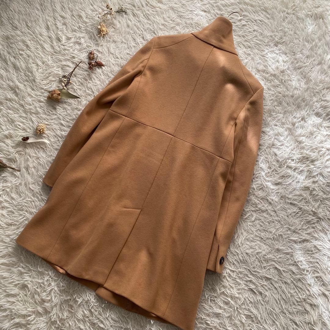 良品 マックスマーラ スタンドカラー ヴァージンウール ロングコート キャメル