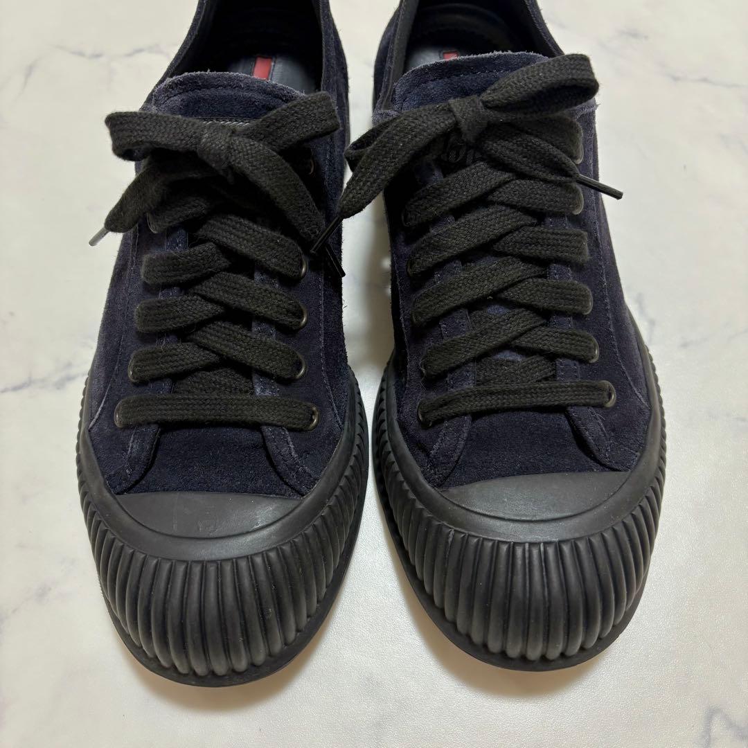 極美品 PRADA プラダ スエード ローカットスニーカー サイズ6 濃紺 正規
