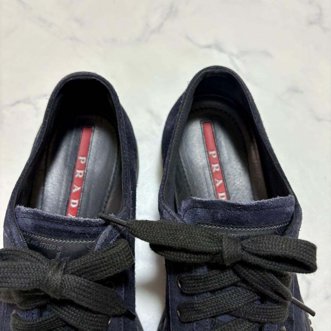 極美品 PRADA プラダ スエード ローカットスニーカー サイズ6 濃紺 正規