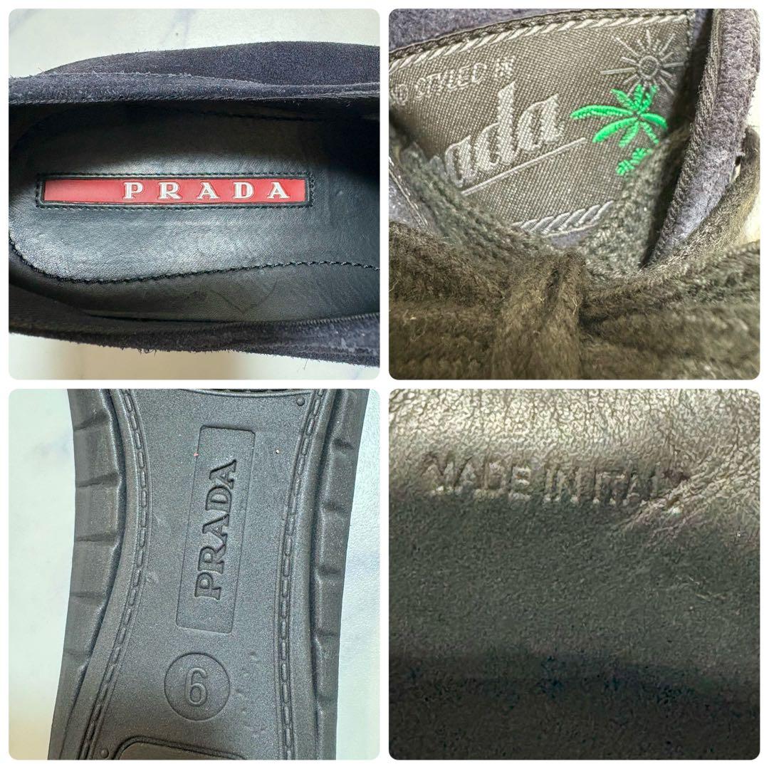 極美品 PRADA プラダ スエード ローカットスニーカー サイズ6 濃紺 正規