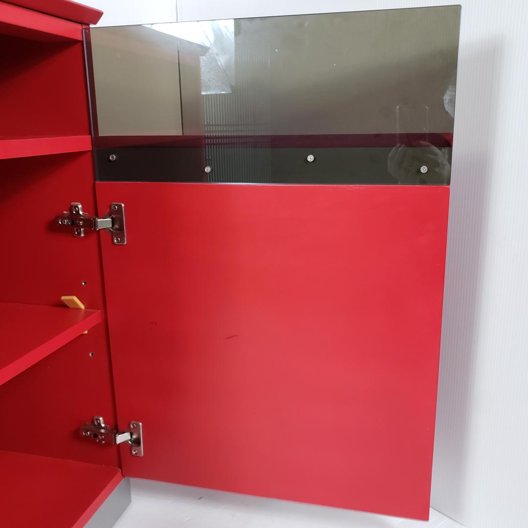 レトロ　赤色　キャビネット　レンジ台　テレビ台