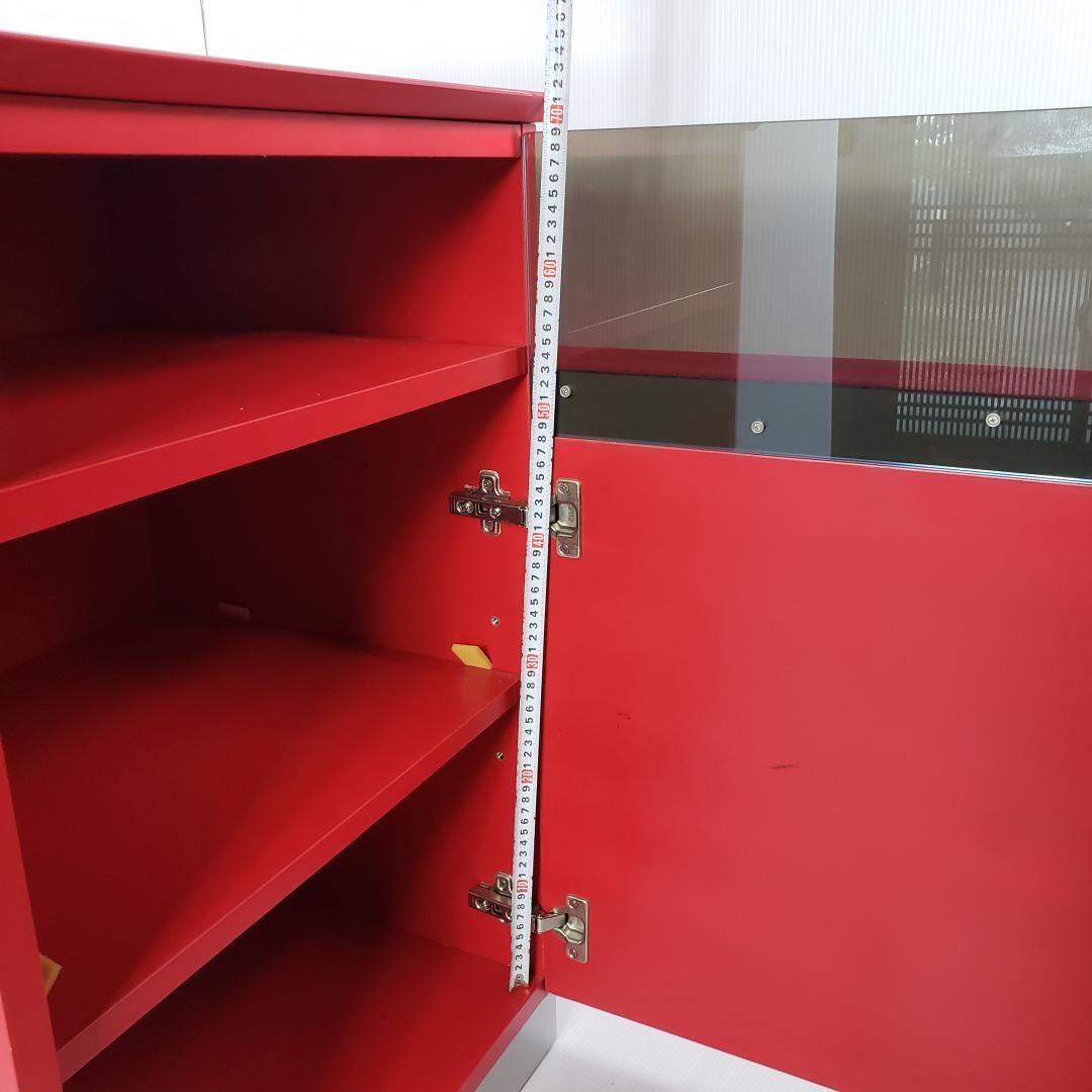 レトロ　赤色　キャビネット　レンジ台　テレビ台