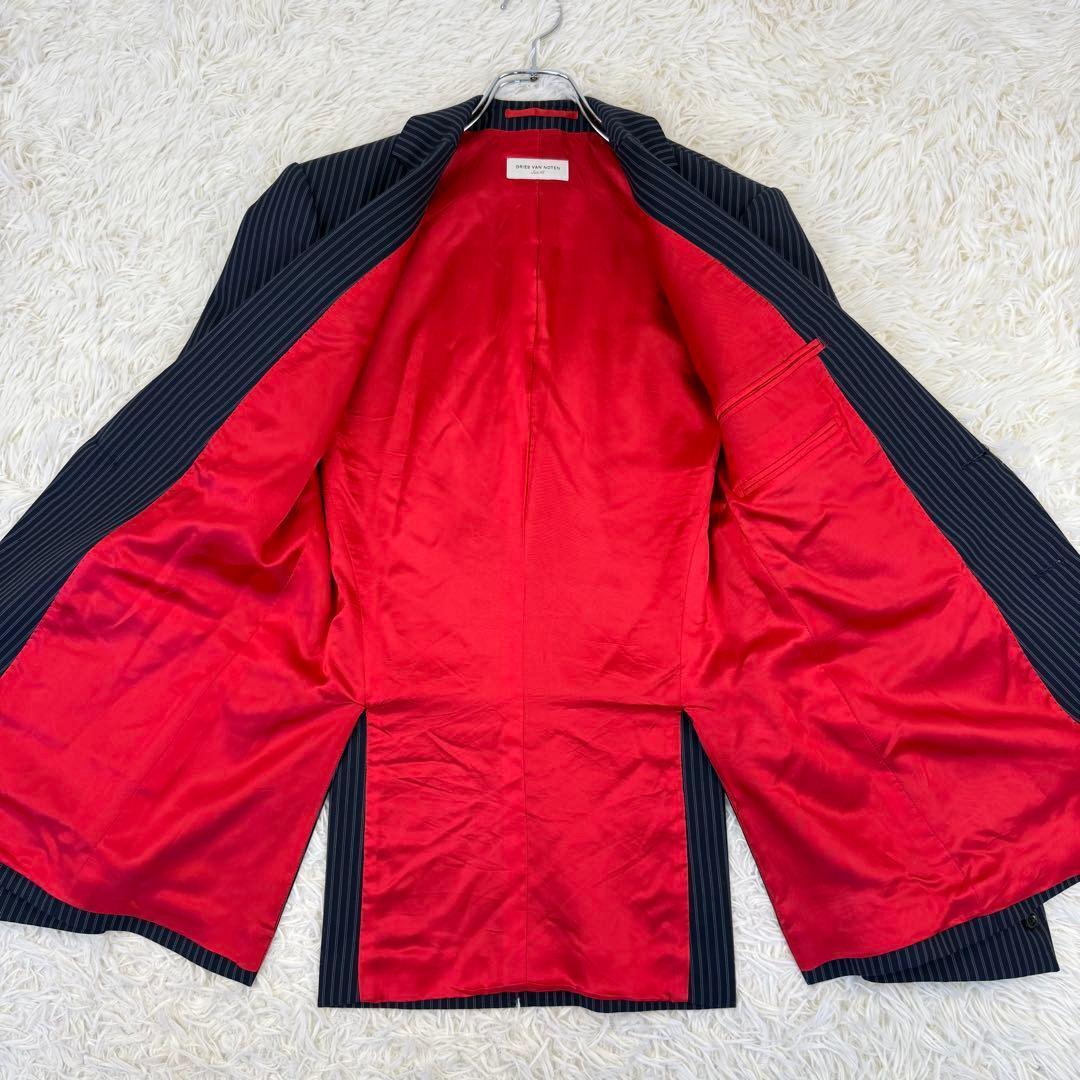DRIES VAN NOTEN テーラードジャケット ストライプ 総裏 赤 46