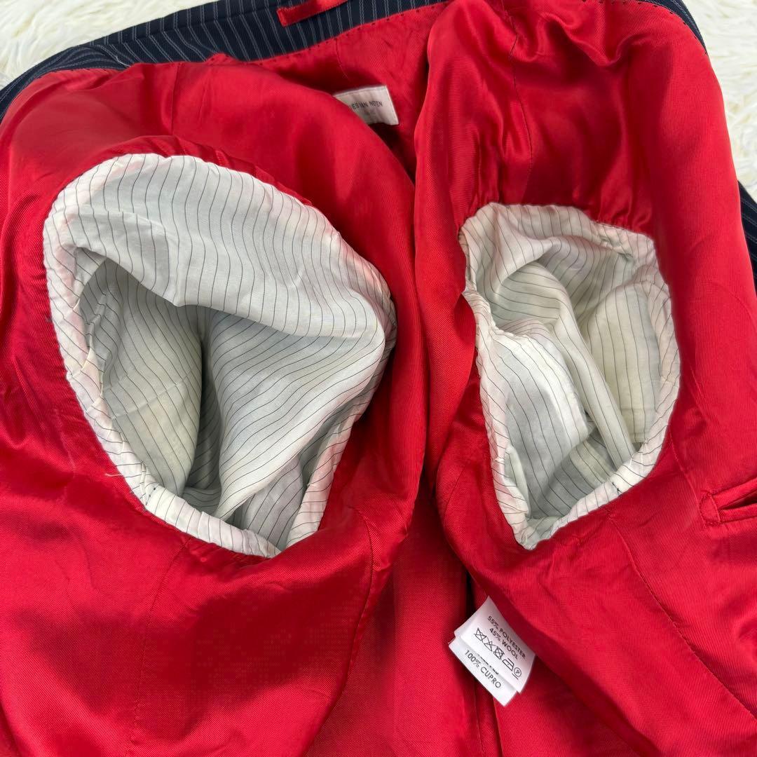 DRIES VAN NOTEN テーラードジャケット ストライプ 総裏 赤 46