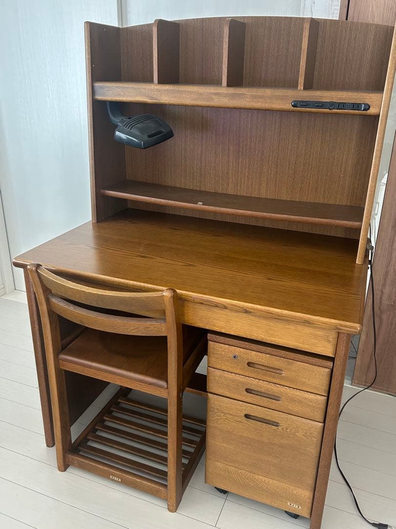 浜本工芸　学習机　本棚付き　袖机　フルセット　USED 皇室御用達　高級