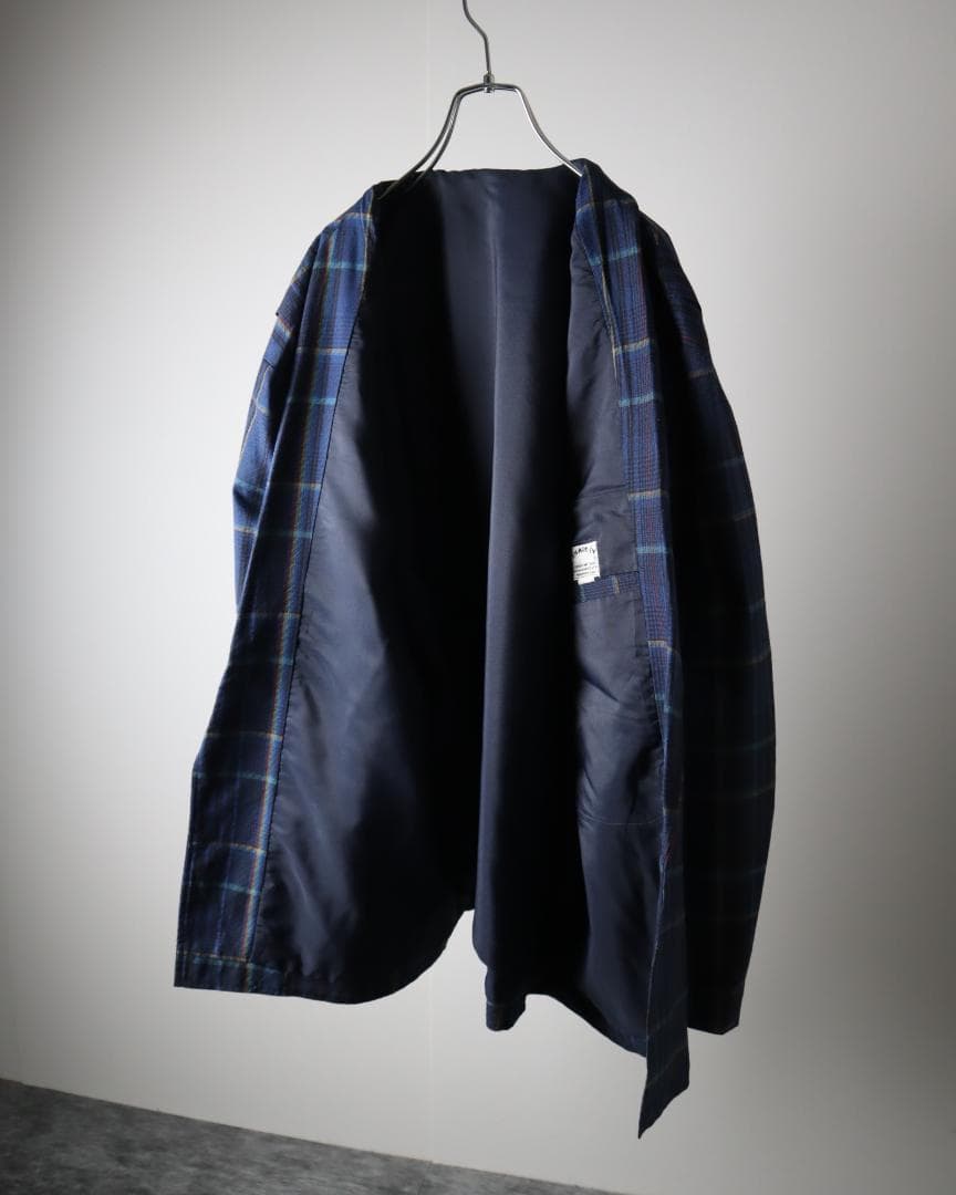 EURO vintage チェック柄 テーラードジャケット ブルー系 フランス製