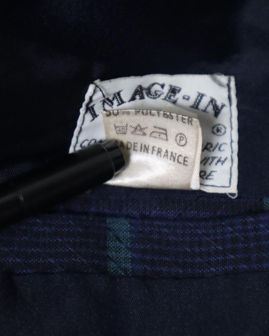 EURO vintage チェック柄 テーラードジャケット ブルー系 フランス製