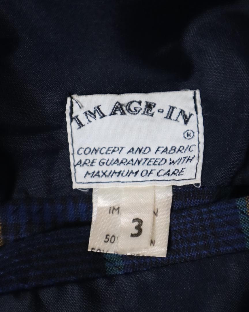 EURO vintage チェック柄 テーラードジャケット ブルー系 フランス製